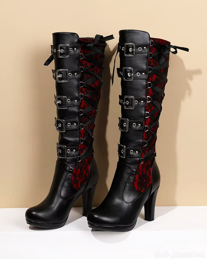 Black And Red Gothic Boots