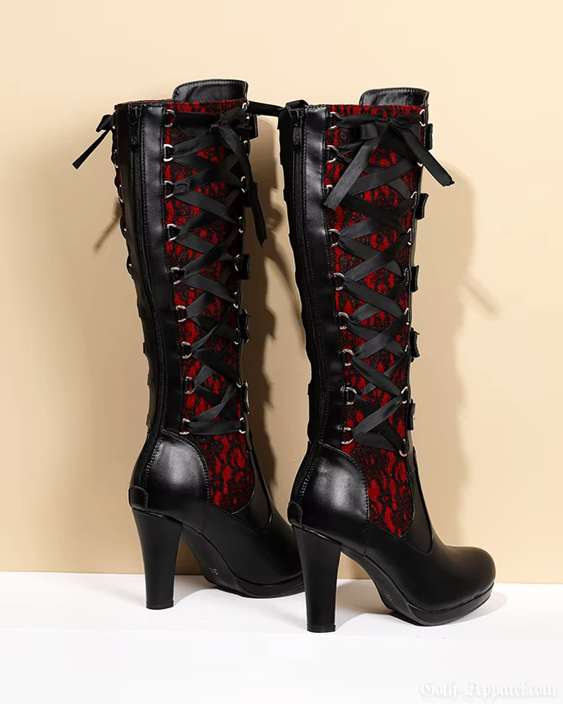 Black And Red Gothic Boots