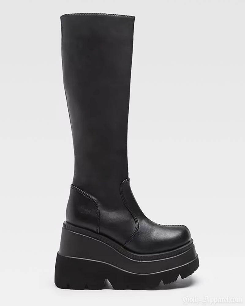 Black Knee High Platform Boots
