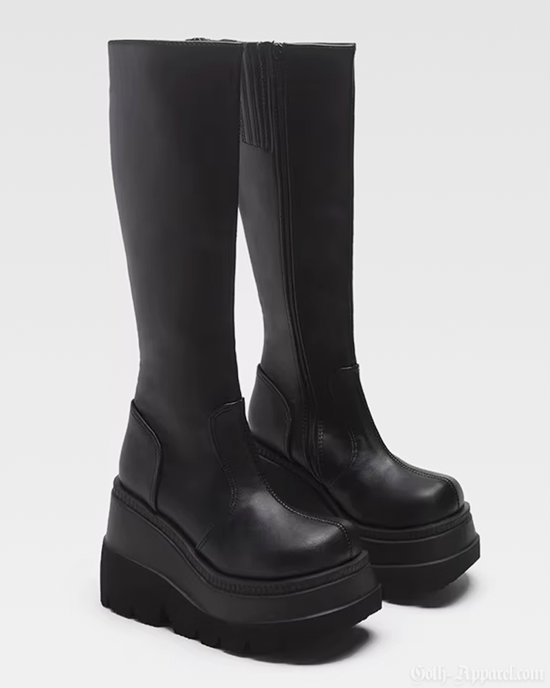 Black Knee High Platform Boots