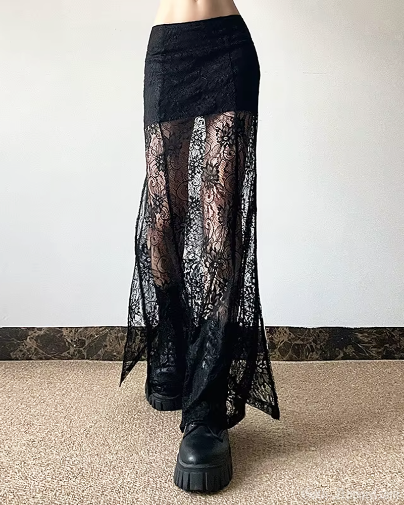 Black Lace Maxi Skirt