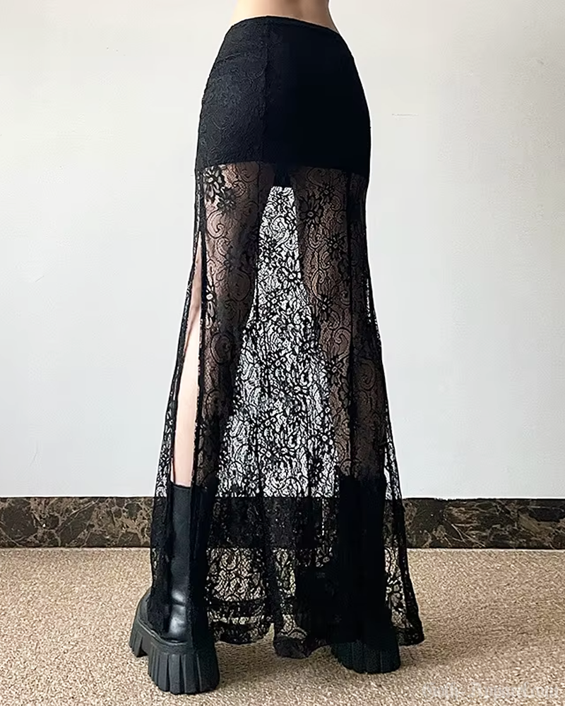Black Lace Maxi Skirt
