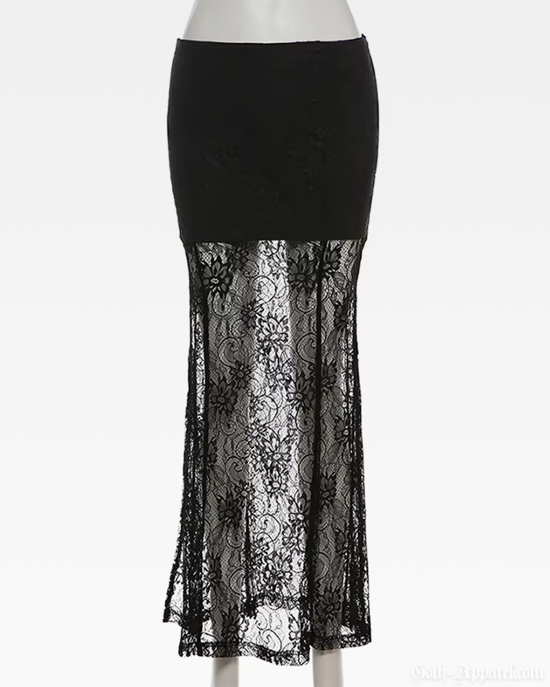 Black Lace Maxi Skirt