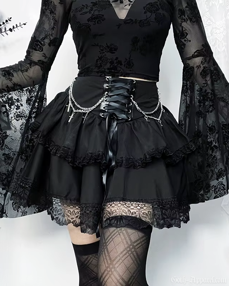 Black Layered Mini Skirt