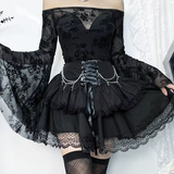 Black Layered Mini Skirt