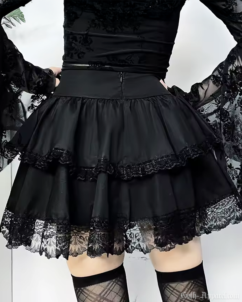 Black Layered Mini Skirt