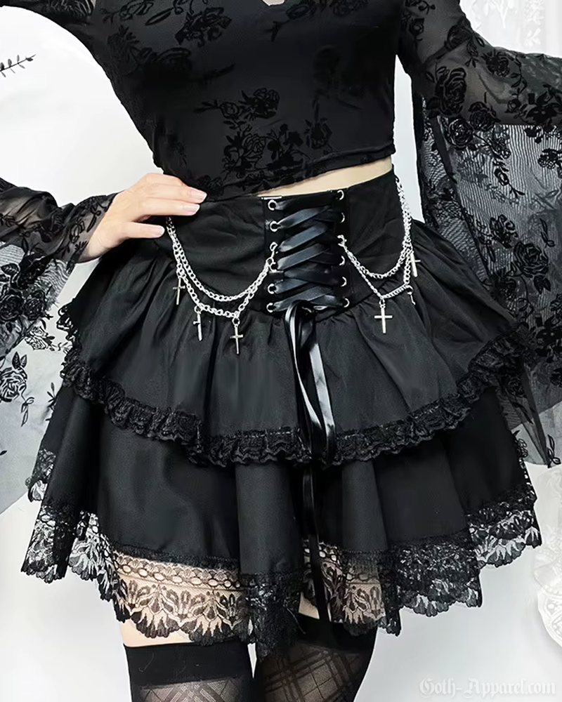 Black Layered Mini Skirt