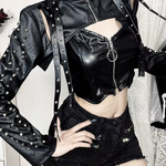 Black Leather Bolero Jacket