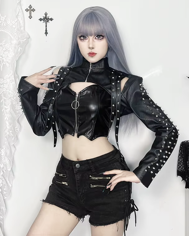 Black Leather Bolero Jacket