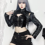 Black Leather Bolero Jacket