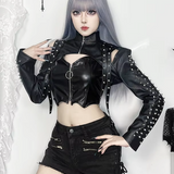 Black Leather Bolero Jacket