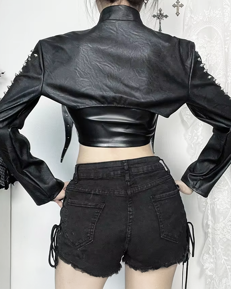 Black Leather Bolero Jacket