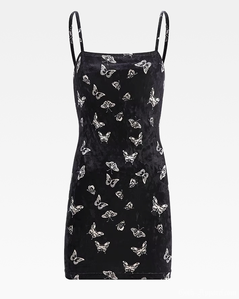 Black Velvet Butterfly Dress
