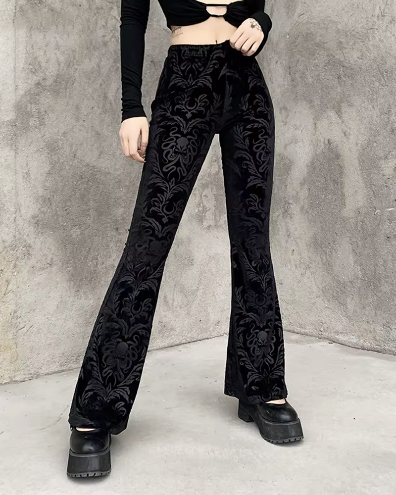 Black Velvet Flare Pants