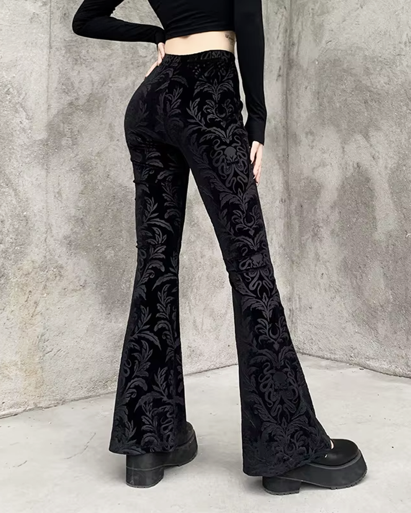 Black Velvet Flare Pants
