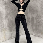 Black Velvet Flare Pants