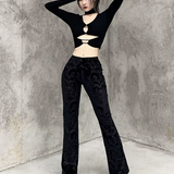 Black Velvet Flare Pants