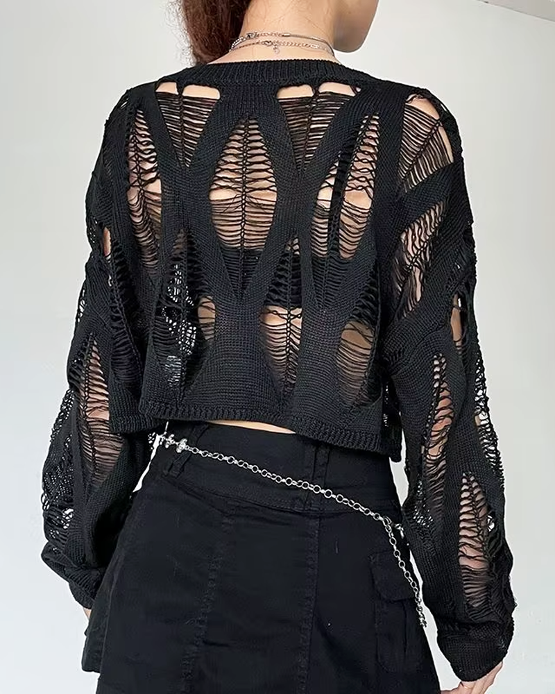 Distressed Knit Crop Top