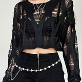 Distressed Knit Crop Top