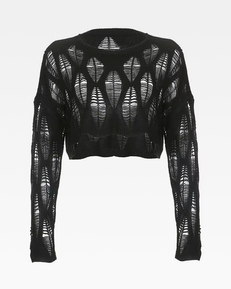 Distressed Knit Crop Top