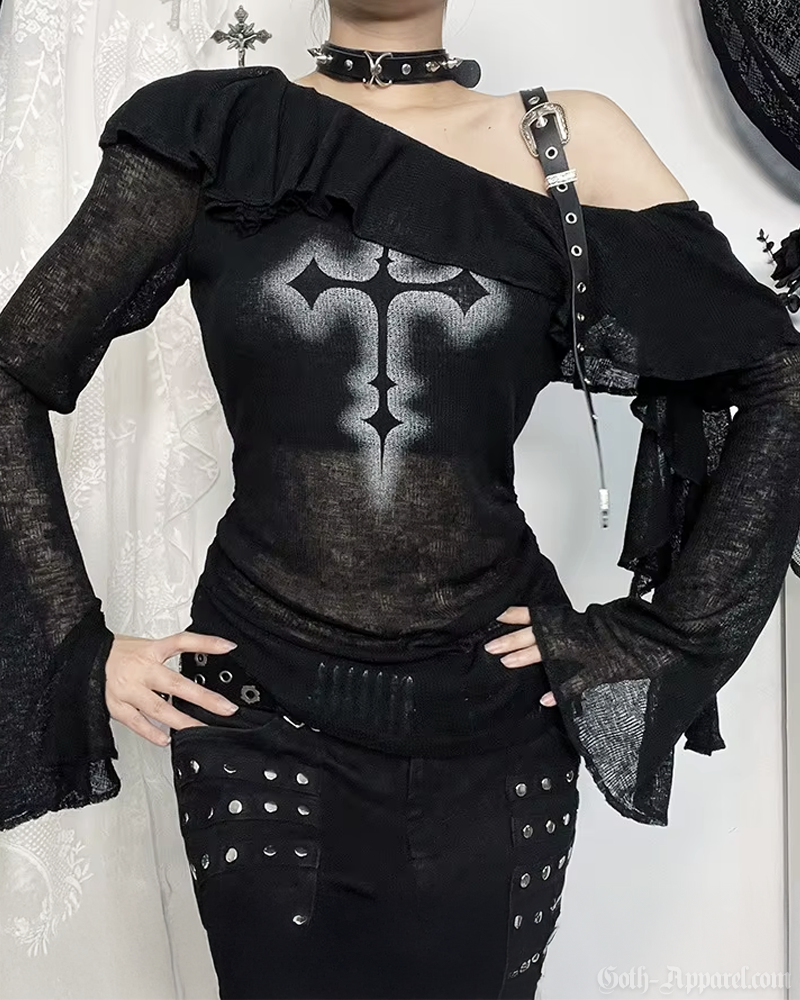 Goth Off The Shoulder Top
