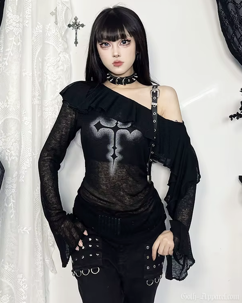 Goth Off The Shoulder Top