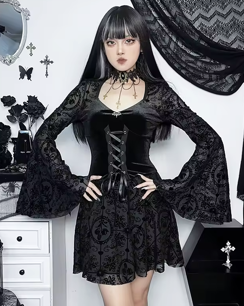 Gothic Bell Sleeve Dress