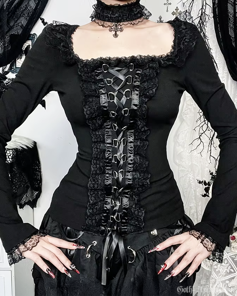 Gothic Lace Up Top