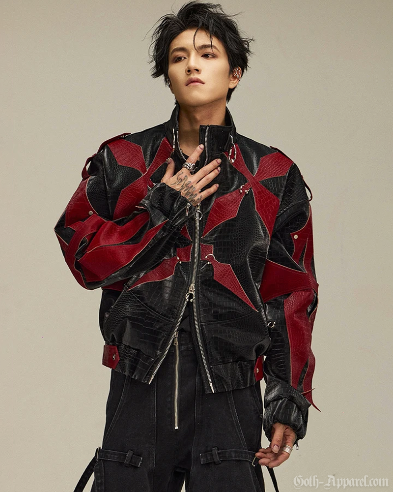 Gothic Leather Jacket Mens