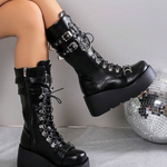 Mid Calf Goth Boots