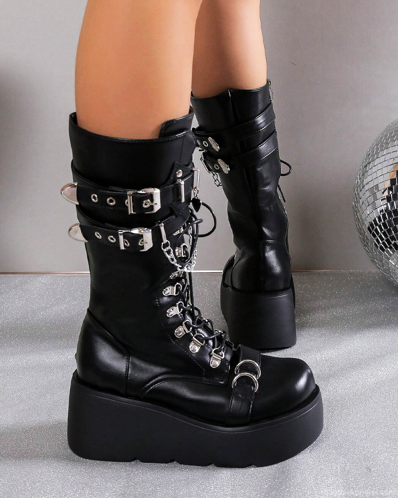 Mid Calf Platform Boots