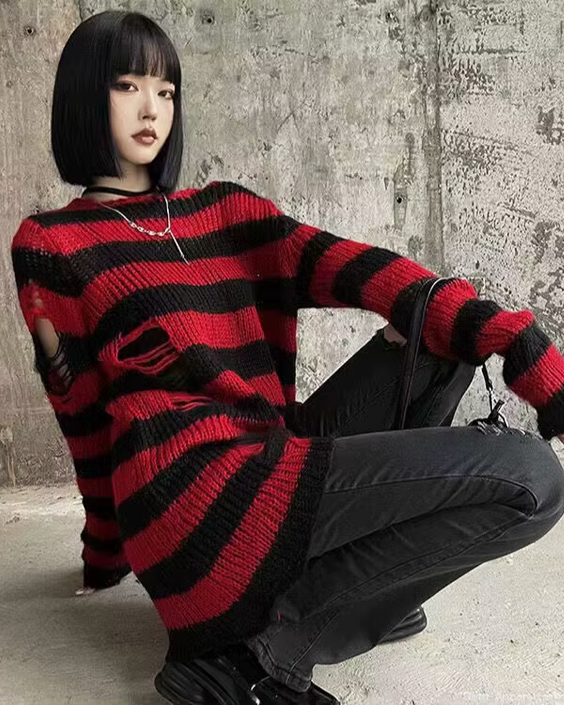 Red And Black Striped Sweater