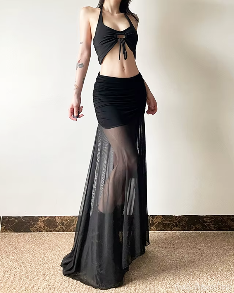 Sheer Mesh Maxi Skirt