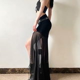 Sheer Mesh Maxi Skirt