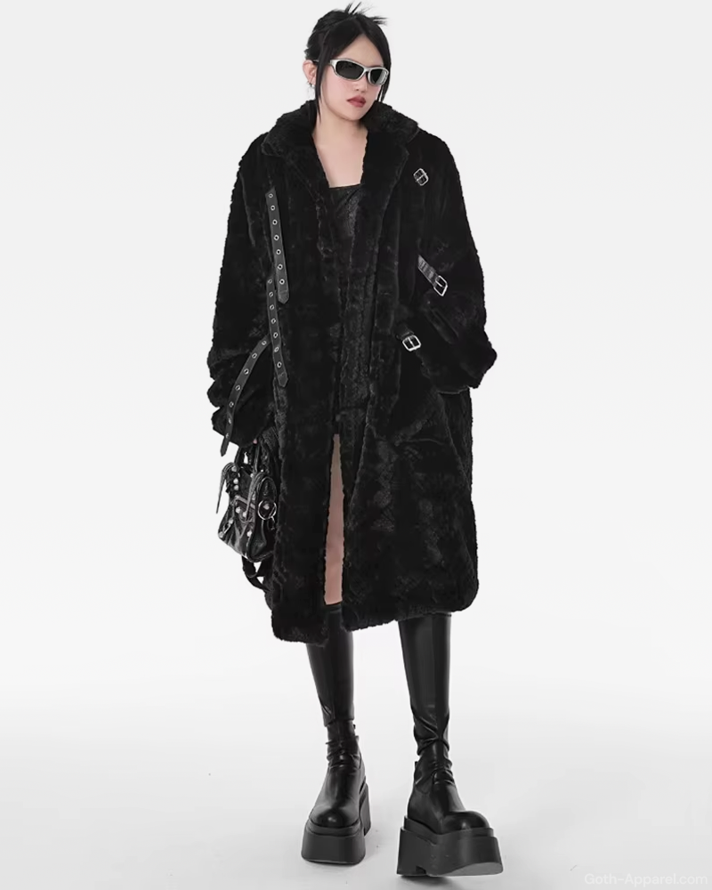 Long Black Faux Fur Coat Womens