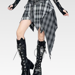 Asymmetrical Plaid Skirt