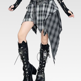 Asymmetrical Plaid Skirt