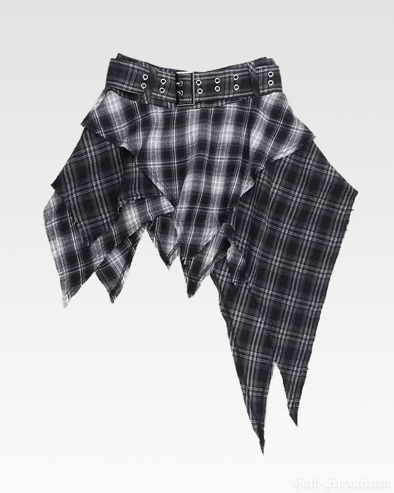 Asymmetrical Plaid Skirt