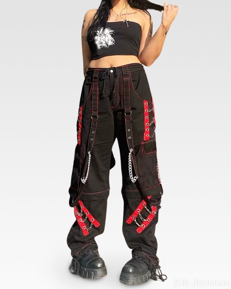 Black And Red Cargo Pants