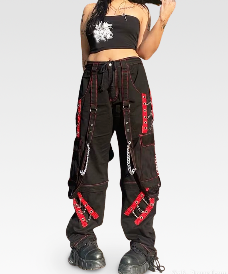 Black And Red Cargo Pants