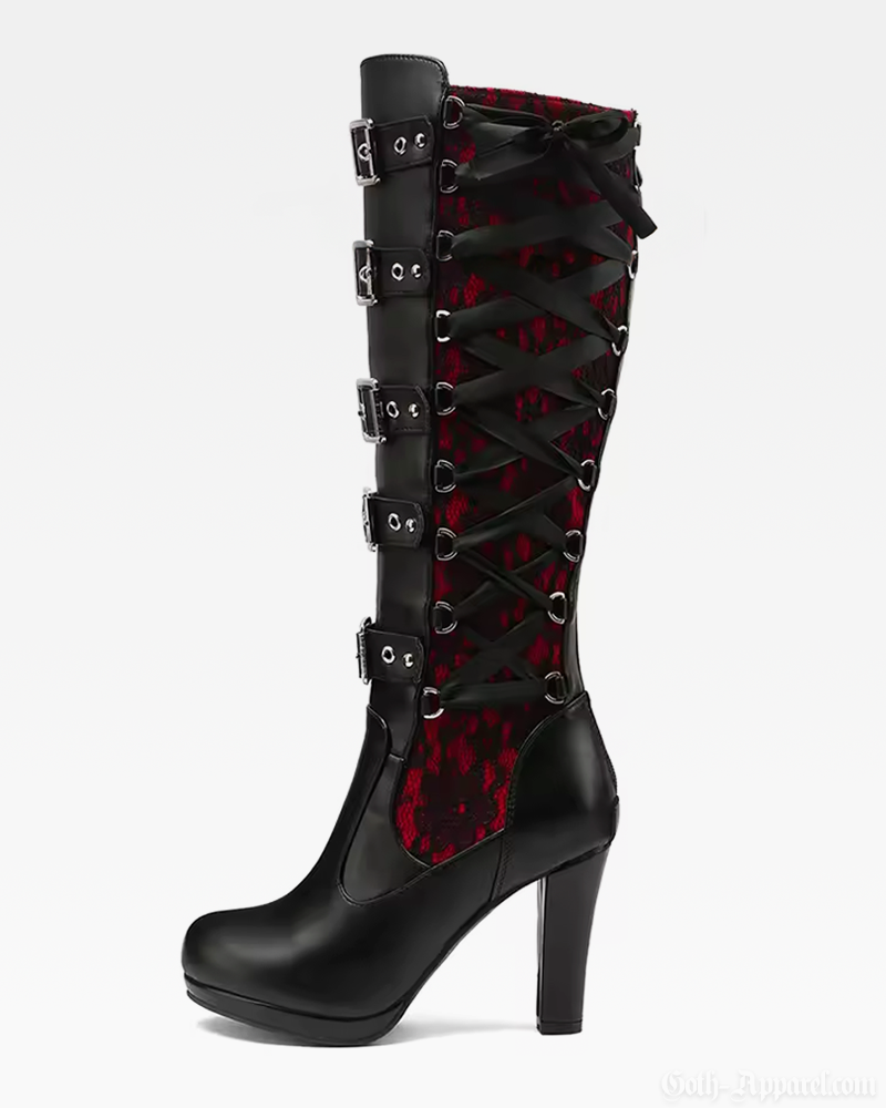 Black And Red Gothic Boots