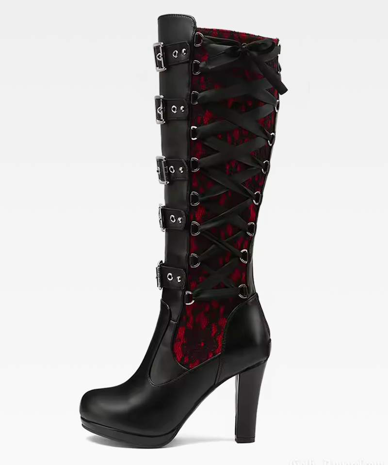 Black And Red Gothic Boots