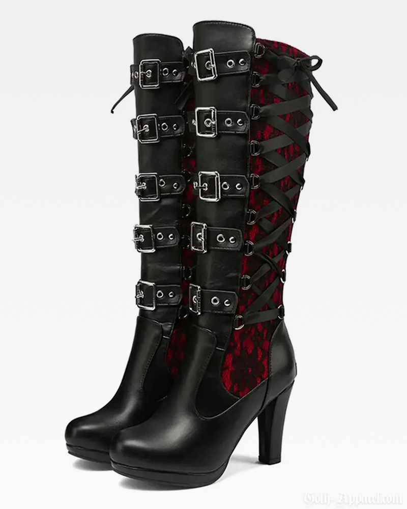 Black And Red Gothic Boots