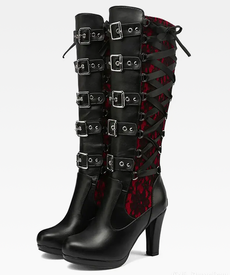 Black And Red Gothic Boots