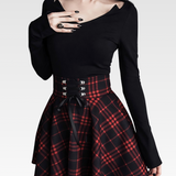 Black And Red Plaid Mini Skirt