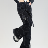 Black Cargo Pants With White Stitching