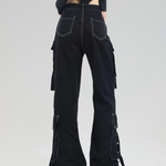 Black Cargo Pants With White Stitching