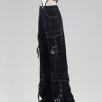 Black Cargo Pants With White Stitching