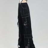 Black Cargo Pants With White Stitching