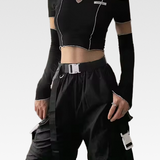 Black Cold Shoulder Crop Top
